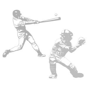 Sudden Shadows 68 in. x 82 in. Action Baseball 2 Piece Wall Decal 02238