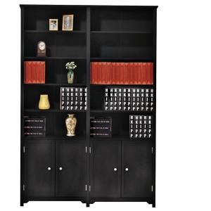 Home Decorators Collection Oxford Black Double Bookcase with Cabinet 5789520210
