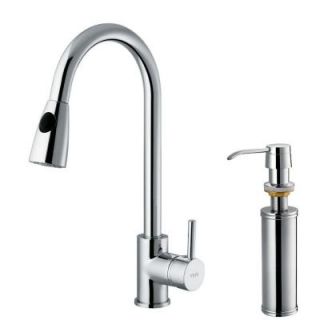 Vigo Pull Out Sprayer Kitchen Faucet with Soap Dispenser in Chrome VG02005CHK2