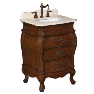 World Imports Belle Foret 24 in. Vanity in Aged Walnut with Marble Vanity Top in Cream BF80069RN