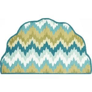 Loloi Rugs Summerton Life Style Collection Aqua Green 2 ft. 3 in. x 3 ft. 9 in. Scalloped Hearth Area Rug SUMRSRS01AQGR234D