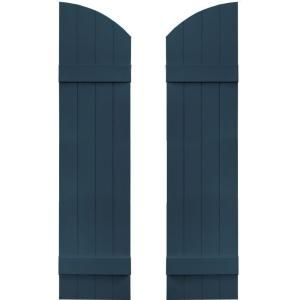 Builders Edge 14 in. x 53 in. Board N Batten Shutters Pair, Four Boards Joined with Arch Top #036 Classic Blue 090140053036