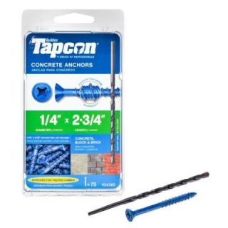 Tapcon 1/4 in. x 2 3/4 in. Polymer Plated Steel Flat Head Phillips Indoor/Outdoor Concrete Anchors (75 Pack) 24385