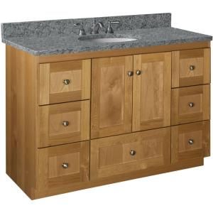 Simplicity by Strasser Shaker 48 in. W x 21 in. D x 34.5 in. H Door Style Vanity Cabinet Only in Natural Alder 01.117.2
