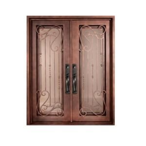 Iron Doors Unlimited Armonia Full Lite Painted Heavy Bronze Decorative Wrought Iron Entry Door IA7498RSHT