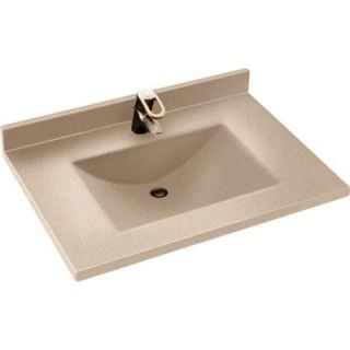 Swanstone Contour 31 in. Solid Surface Vanity Top in Winter Wheat with Winter Wheat Basin CV2231 060