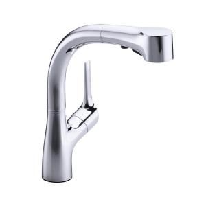 KOHLER Elate Single Handle Pull Out Sprayer Kitchen Faucet in Polished Chrome K 13963 CP
