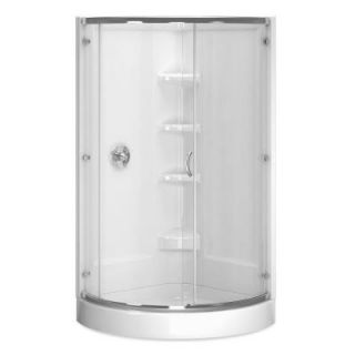 ASB Cerise 39 in. x 44 in. x 78 in. Shower Enclosure in Chrome with Clear Glass and Base in White 422031