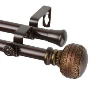 Rod Desyne 28 in.   48 in. Cocoa Double Telescoping Curtain Rod with Ornament Finial 4702 287