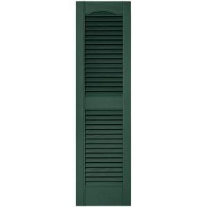 Builders Edge 12 in. x 43 in. Louvered Vinyl Exterior Shutters Pair in #028 Forest Green 010120043028