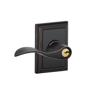 Schlage Addison Collection Accent Aged Bronze Keyed Entry Lever DISCONTINUED F51 ACC 716 ADD