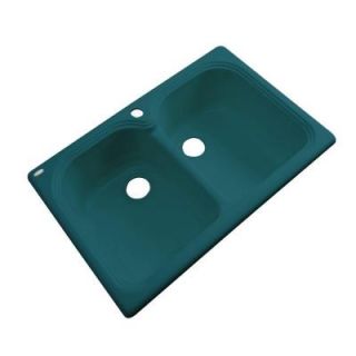 Thermocast Hartford Drop in Acrylic 33x22x9 in. 1 Hole Double Bowl Kitchen Sink in Teal 44141