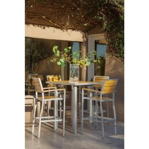 Ivy Terrace Basics Textured Silver 5 Piece Patio Bar Set with All Weather PS Slats IVS116 1 11NT