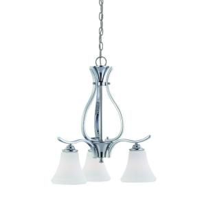 Thomas Lighting Tyler 3 Light Chrome Chandelier with Etched Glass Shade DISCONTINUED SL80404