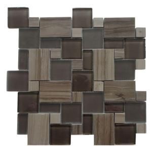 Solistone Opera Glass Bel Canto Dark 12 in. x 12 in. x 7.93 mm Glass and Marble Mosaic Wall Tile (10 sq. ft. / case) 9038D