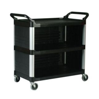 Rubbermaid Commercial Products Xtra Utility Cart with Enclosed End Panels and Side in Black FG409300 BLA