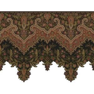 The Wallpaper Company 20.5 in. x 15 ft. Noir Paisley Border WC1283025