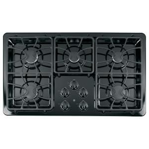 GE 36 in. Gas Cooktop in Black with 5 Burners including 2 Precise Simmer Burners JGP633DETBB