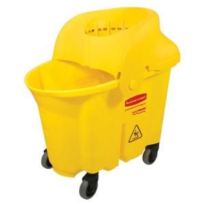 Rubbermaid Commercial Products 35 qt. WaveBrake Institutional Mop Bucket and Strainer Combo FG7590 88 YEL