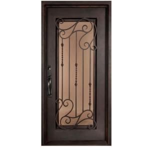 Iron Doors Unlimited Armonia Full Lite Painted Oil Rubbed Bronze Decorative Wrought Iron Entry Door IA4082RSLT