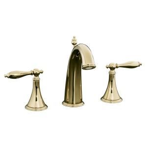 KOHLER Finial Traditional 8 in. 2 Handles High Arc Widespread Bathroom Faucet in Vibrant French Gold with Lever Handles K 310 4M AF