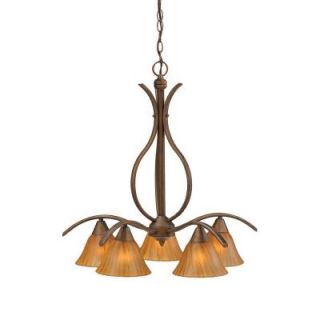 Filament Design Concord 5 Light 23.5 in. Bronze Chandelier with Tiger Glass Shade CLI TL5015129