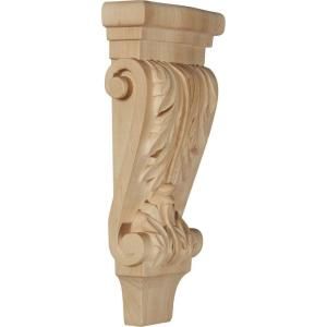 Ekena Millwork 1 3/4 in. x 4 3/4 in. x 10 in. Unfinished Wood Cherry Small Acanthus Pilaster Wood Corbel CORW05X02X10PACH