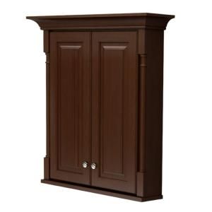 KraftMaid 27 in. x 30 in. Recessed or Surface Mount Medicine Cabinet with Decorative Accents in Autumn Blush Stain VW270430.S7.7118PN