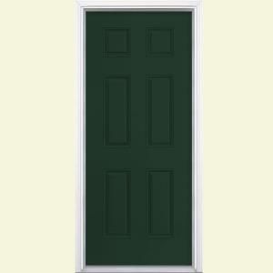 Masonite 6 Panel Painted Smooth Fiberglass Entry Door with Brickmold 37338