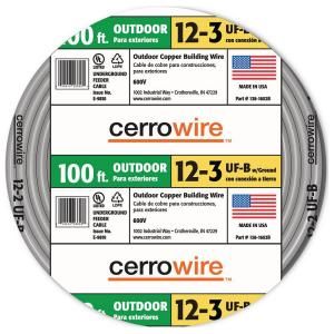 Cerrowire 100 ft. 12/3 Underground Feeder (UF) Wire   Gray 138 1603CR