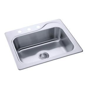 STERLING Southhaven Drop in Stainless Steel 25x22x6 12 3 Hole Single Bowl Kitchen Sink 11403 3 NA