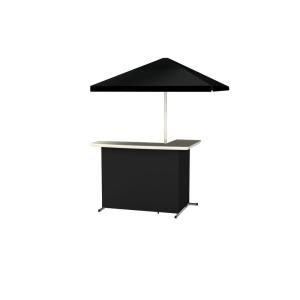 Best of Times Pure Black All Weather L Shaped Patio Bar with 6 ft. Umbrella 2001W1311
