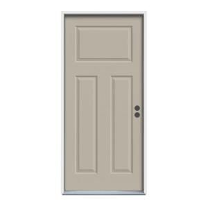 JELD WEN 3 Panel Craftsman Painted Steel Entry Door with Brickmold N11496