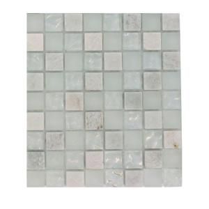 Splashback Tile Emerald Bay Blend Squares 1/2 in. x 1/2 in. Marble And Glass Tiles Squares   6 in. x 6 in. Floor and Wall Tile Sample R5C5