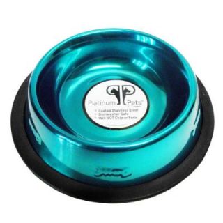Platinum Pets 1 Cup Stainless Steel Embossed Non Tip Cat Bowl in Teal EB8TL