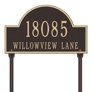 Whitehall Products Arch Bronze/Gold Marker Standard Lawn Two Line Address Plaque 1106OG