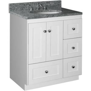 Simplicity by Strasser Shaker 30 in. W x 21 in. D x 34.5 in. H Door Style Vanity Cabinet Only in Satin White 01.148.2