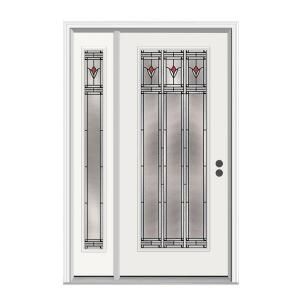 JELD WEN Arum Full Lite Primed Steel Entry Door with 14 in. Side Lites H26019