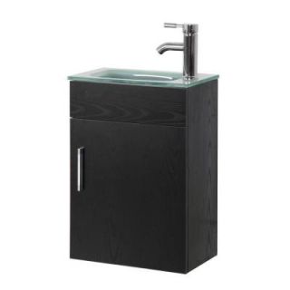 Sheffield Home BF101 16.6 in. Vanity in Black with Tempered Glass Vanity Top in Clear Frosted BF101