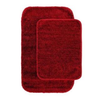 Garland Rug Traditional Chili Pepper Red 21 in. x 34 in. Washable Bathroom 2  Piece Rug Set DEC 2PC 04