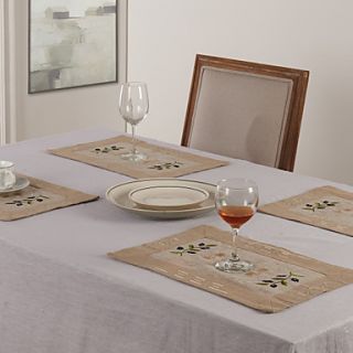 11X17 Modern Style Linen and Poly Olive Placemats