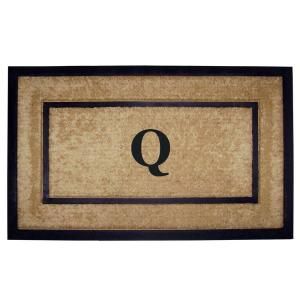 Creative Accents DirtBuster Single Picture Frame Black 22 in. x 36 in. Coir with Rubber Border Monogrammed Q Door Mat 18099Q