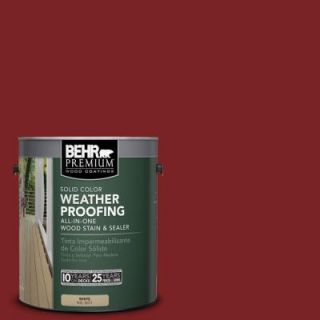 BEHR Premium 1 gal. #SC 112 Barn Red Solid Color Weatherproofing All In One Wood Stain and Sealer 501301