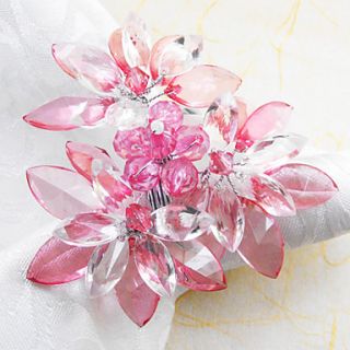 Pink Flower Wedding Napkin Ring Set Of 12, Acrylic Dia 4.5cm