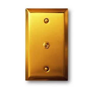 Amerelle Steel 1 Cable Wall Plate   Bright Brass 163COAX