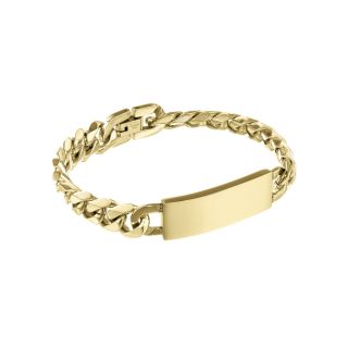 Mens 12mm Stainless Steel & Gold Tone IP Curb ID Bracelet, Yellow