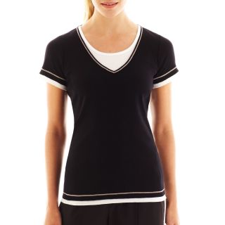 Made For Life Made for Life Short Sleeve Layered Tee, Black/White, Womens