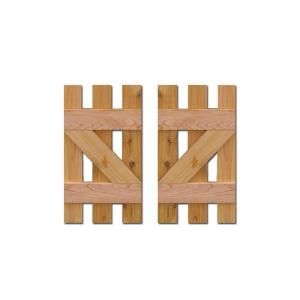 Design Craft MIllworks 12 in. x 25 in. Baton Spaced Z Board and Batten Shutters (Natural Cedar) Pair 420081