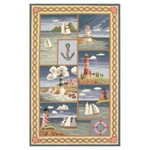 Kas Rugs Cape Cod Coast Line Blue 3 ft. 6 in. x 5 ft. 6 in. Area Rug COL180636X56