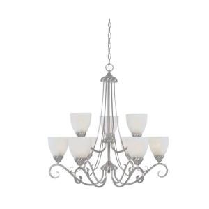Designers Fountain Colonial Heights Collection 9 Light Hanging Satin platinum Chandelier HC0985